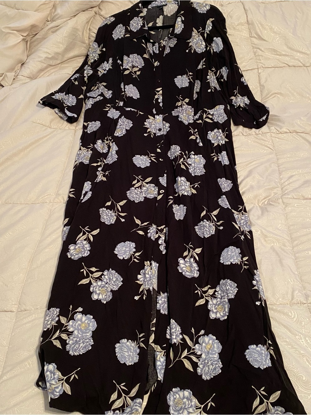 torrid Black Maxi Dress with Light Blue Floral Print